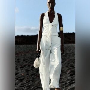 NWT ZARA Pleated Wide Leg Linen Pants